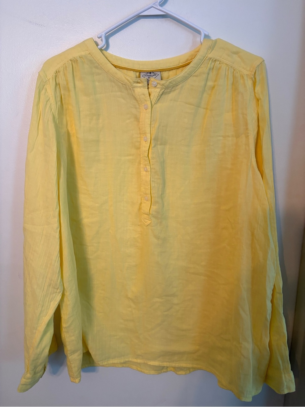 St. John's Bay Yellow Long-Sleeve Button Placket Casual Shirt
